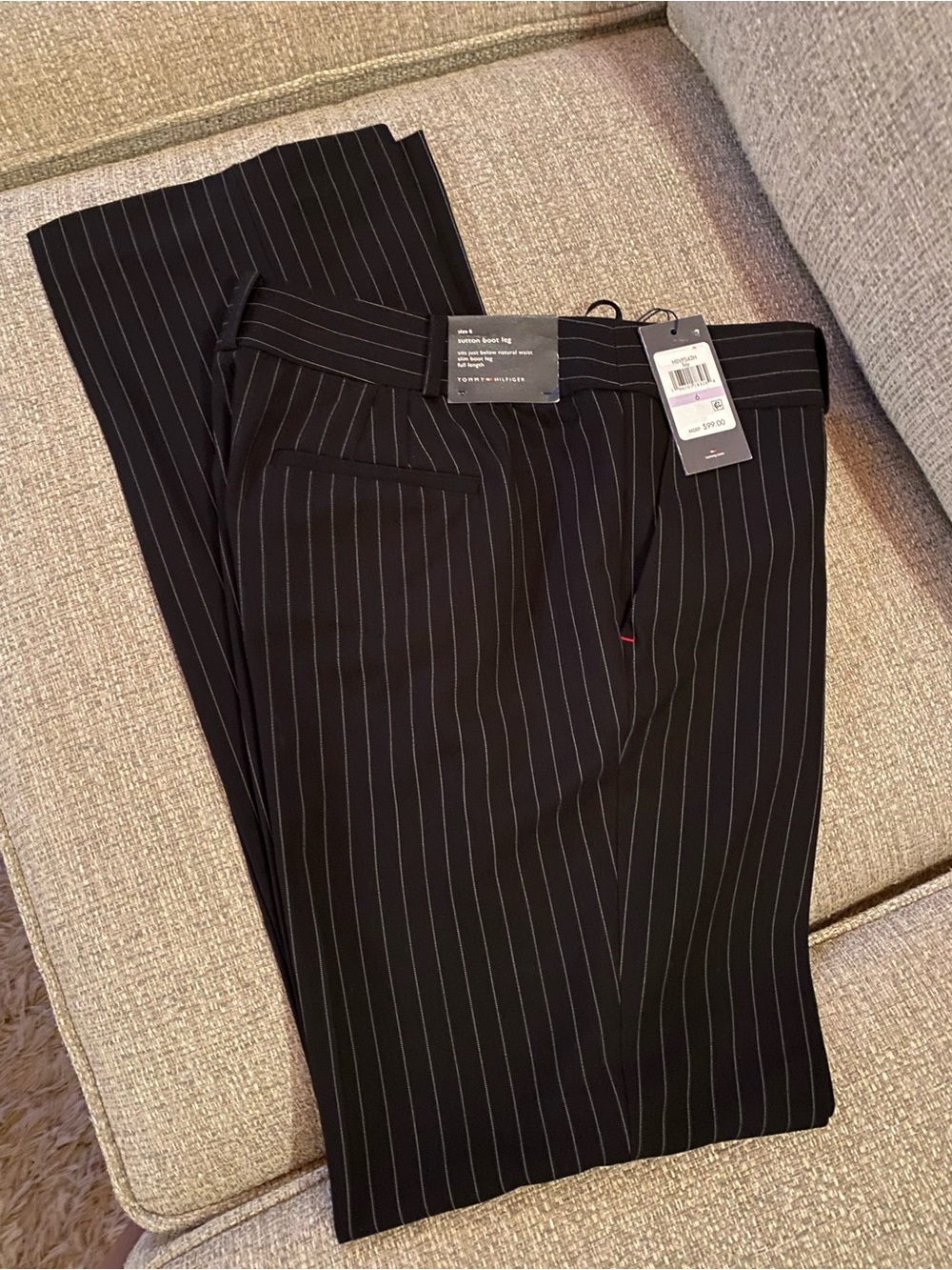 Tommy Hilfiger Black Pinstripe Dress Pants
